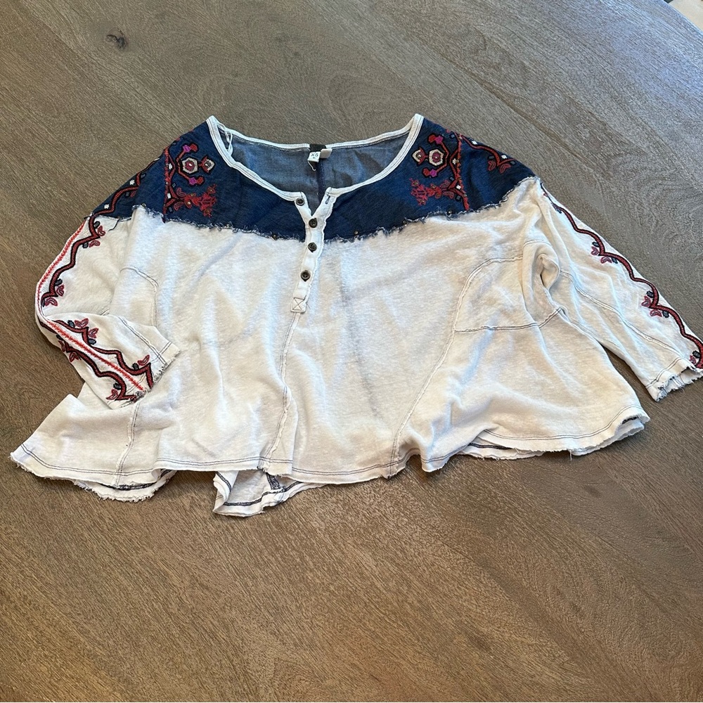 We The Free Rio Boho Embroidered Crop Top  XS